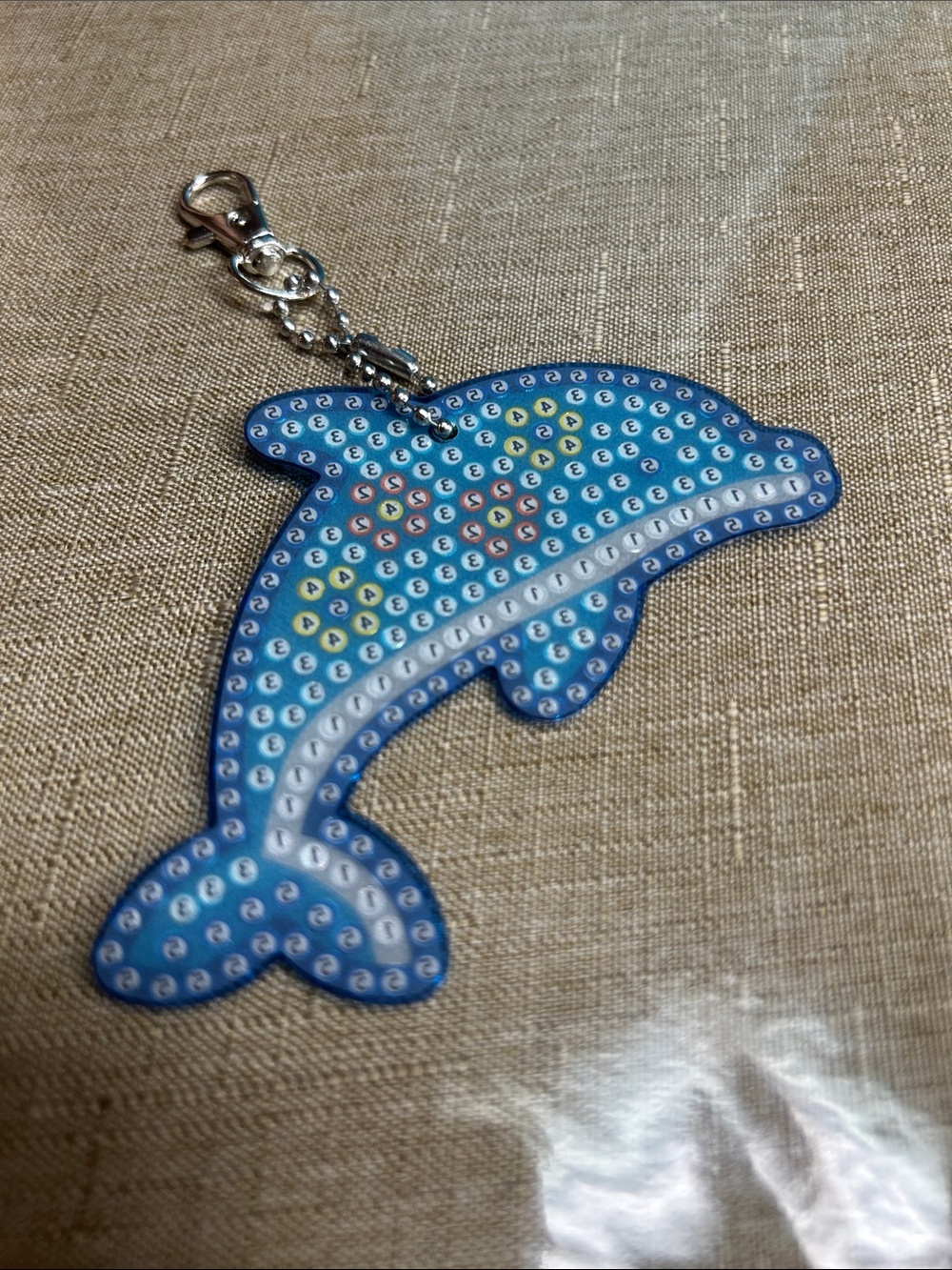 Blue Rhinestone Dolphin Keychain - Picture 2 of 2